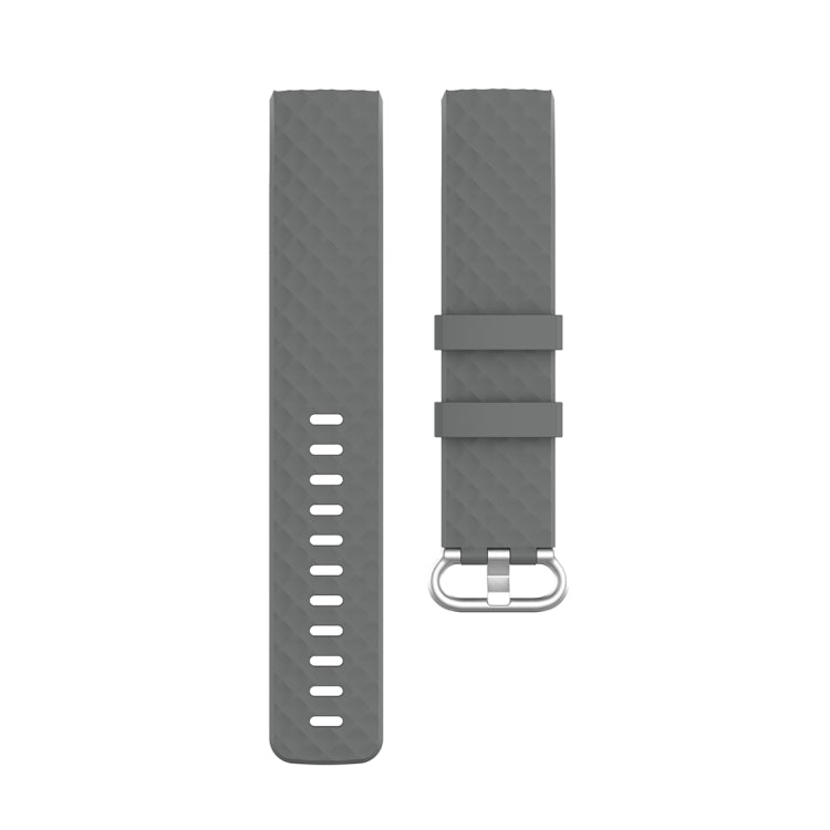 18mm Silver Color Buckle TPU Wrist Strap Watch Band for Fitbit Charge 4 / Charge 3 / Charge 3 SE, Size: L(Grey) - Watch Bands by buy2fix | Online Shopping UK | buy2fix