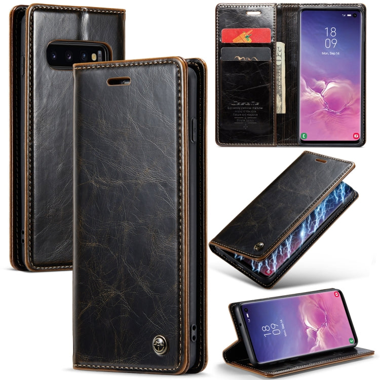 For Samsung Galaxy S10 CaseMe 003 Crazy Horse Texture Leather Phone Case(Coffee) - Galaxy Phone Cases by CaseMe | Online Shopping UK | buy2fix