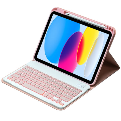 For iPad 10th Gen 10.9 2022 SA-10DS Backlight Bluetooth Keyboard Leather Tablet Case with Pen Slot(Pink) - Universal by buy2fix | Online Shopping UK | buy2fix