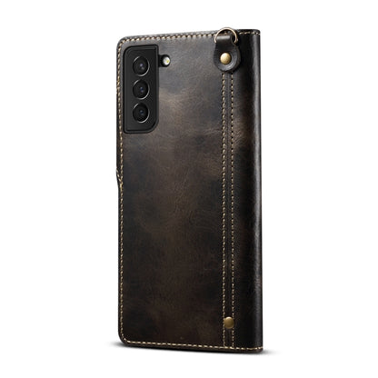 For Samsung Galaxy S23+ 5G Denior Oil Wax Cowhide Magnetic Button Leather Phone Case(Black) - Galaxy S23+ 5G Cases by Denior | Online Shopping UK | buy2fix