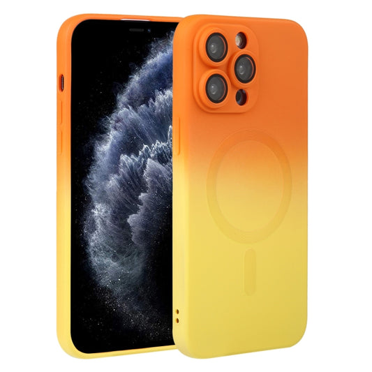 For iPhone 11 Pro Max Liquid TPU Silicone Gradient MagSafe Phone Case(Orange Yellow) - iPhone 11 Pro Max Cases by buy2fix | Online Shopping UK | buy2fix