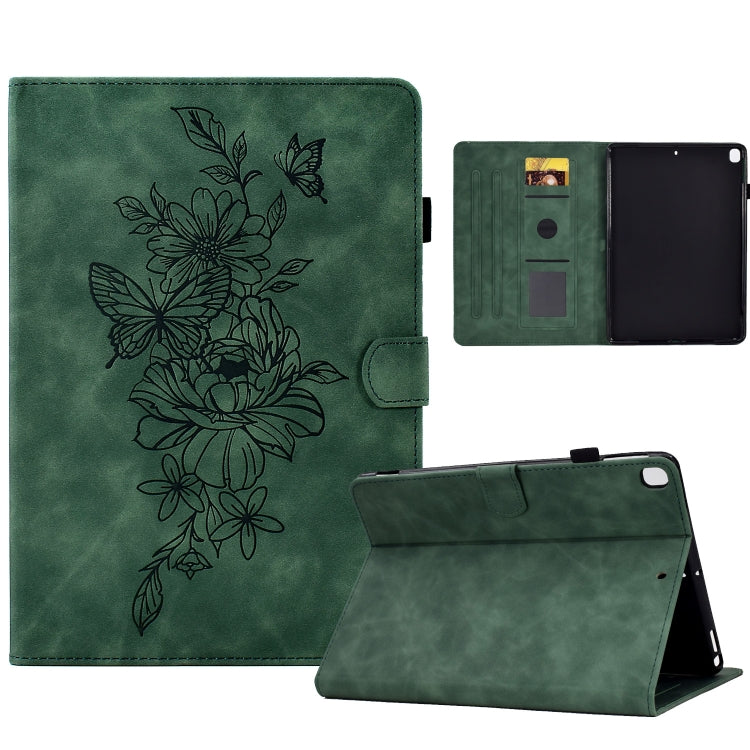 For Samsung Galaxy Tab S6 Lite P610 Peony Butterfly Embossed Leather Smart Tablet Case(Green) - Tab S6 Lite P610 / P615 by buy2fix | Online Shopping UK | buy2fix