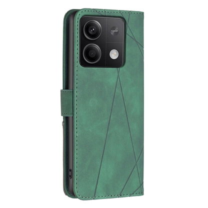 For Xiaomi Redmi Note 13 4G Global Magnetic Buckle Rhombus Texture Leather Phone Case(Green) - Note 13 Cases by buy2fix | Online Shopping UK | buy2fix