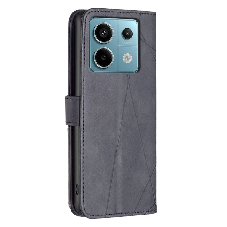 For Xiaomi Redmi Note 13 Pro 4G Global Magnetic Buckle Rhombus Texture Leather Phone Case(Black) - Note 13 Pro Cases by buy2fix | Online Shopping UK | buy2fix