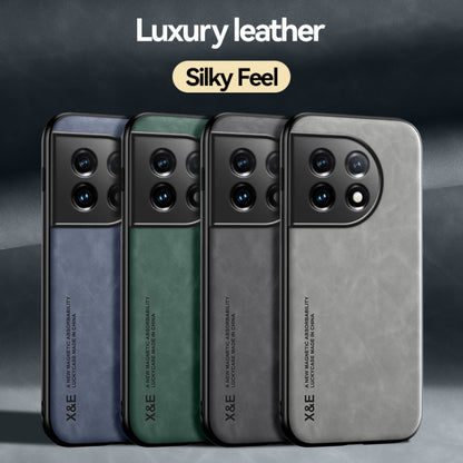 For OnePlus 11 Lamba Skin Feel Magnetic Leather Phone Case(Dark Grey) - OnePlus Cases by buy2fix | Online Shopping UK | buy2fix