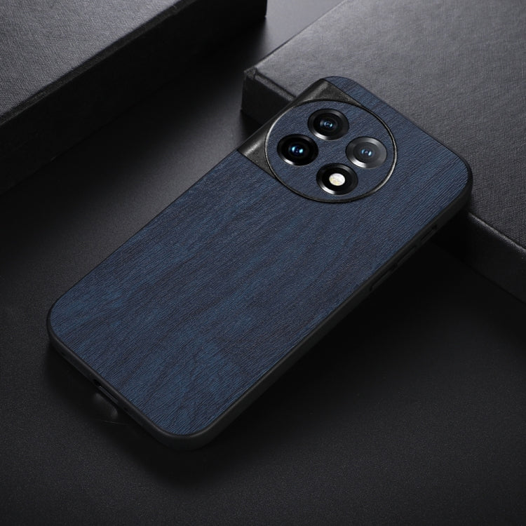 For OnePlus 11 Wood Texture PU Phone Case(Blue) - OnePlus Cases by buy2fix | Online Shopping UK | buy2fix