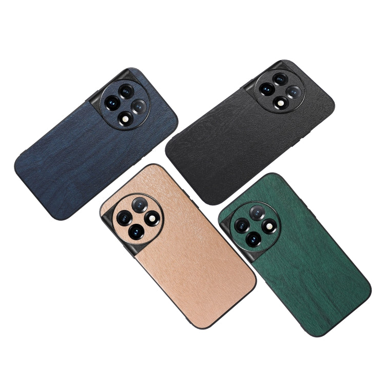 For OnePlus 11 Wood Texture PU Phone Case(Blue) - OnePlus Cases by buy2fix | Online Shopping UK | buy2fix