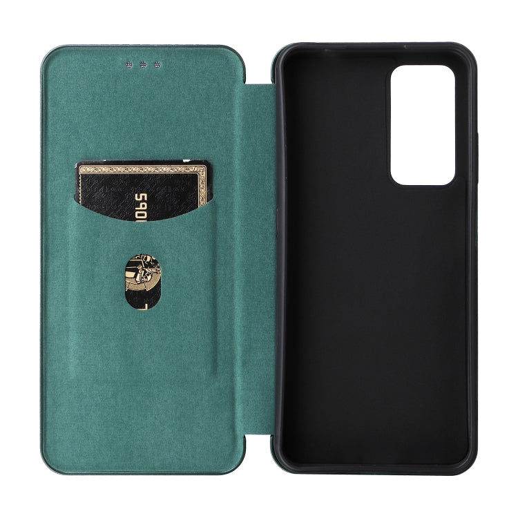 For Blackview A85 Carbon Fiber Texture Flip Leather Phone Case(Green) - More Brand by buy2fix | Online Shopping UK | buy2fix