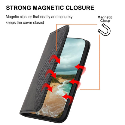 For OPPO Reno8 T 4G Global Cubic Grid Calf Texture Magnetic Leather Phone Case(Black) - OPPO Cases by buy2fix | Online Shopping UK | buy2fix