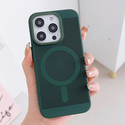 For iPhone 11 Pro Max Grid Cooling MagSafe Magnetic Phone Case(Alpine Green) - iPhone 11 Pro Max Cases by buy2fix | Online Shopping UK | buy2fix