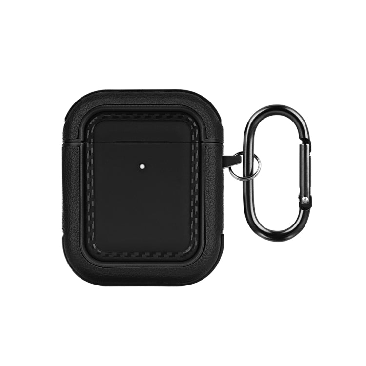 For AirPods 1 / 2 Leather Texture Earphone Protective Case(Black) - For AirPods 1/2 by buy2fix | Online Shopping UK | buy2fix