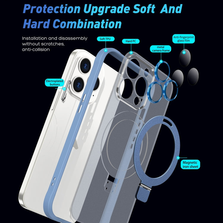 For iPhone 11 Pro Max Metal Eyes Series MagSafe Magnetic Holder Phone Case(Silver) - iPhone 11 Pro Max Cases by buy2fix | Online Shopping UK | buy2fix