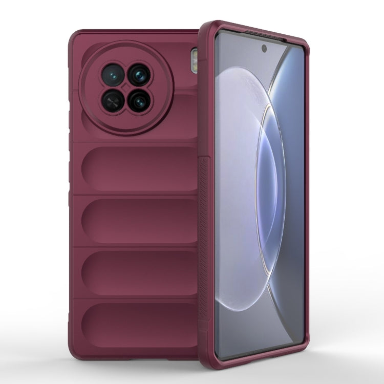 For vivo X90 5G Magic Shield TPU + Flannel Phone Case(Wine Red) - vivo Cases by buy2fix | Online Shopping UK | buy2fix