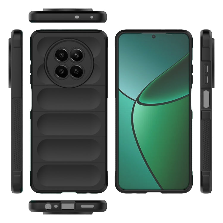 For Realme 12 5G Global Magic Shield TPU + Flannel Phone Case(Black) - Realme Cases by buy2fix | Online Shopping UK | buy2fix