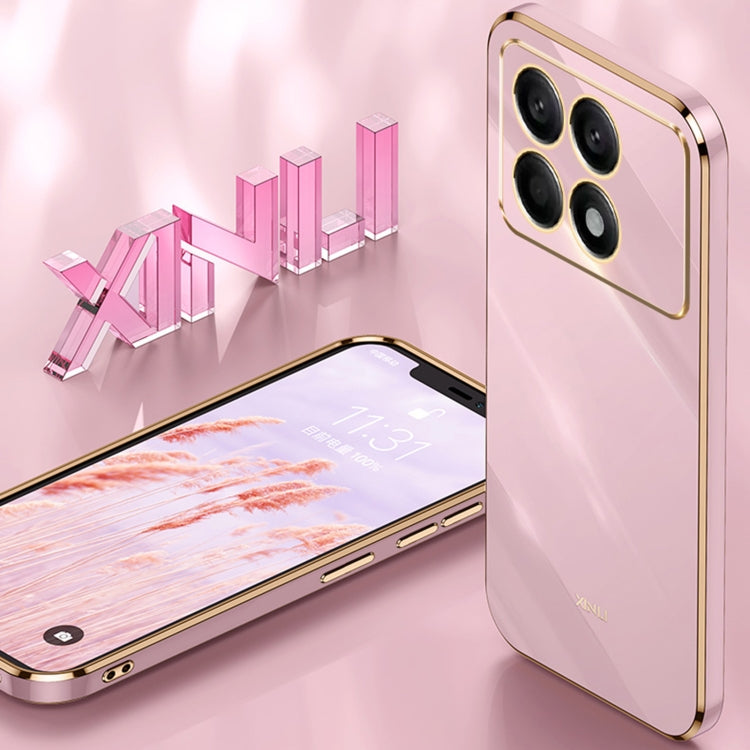 For Xiaomi Redmi K70 XINLI Straight Edge 6D Electroplate TPU Phone Case(Cherry Purple) - K70 Cases by XINLI | Online Shopping UK | buy2fix