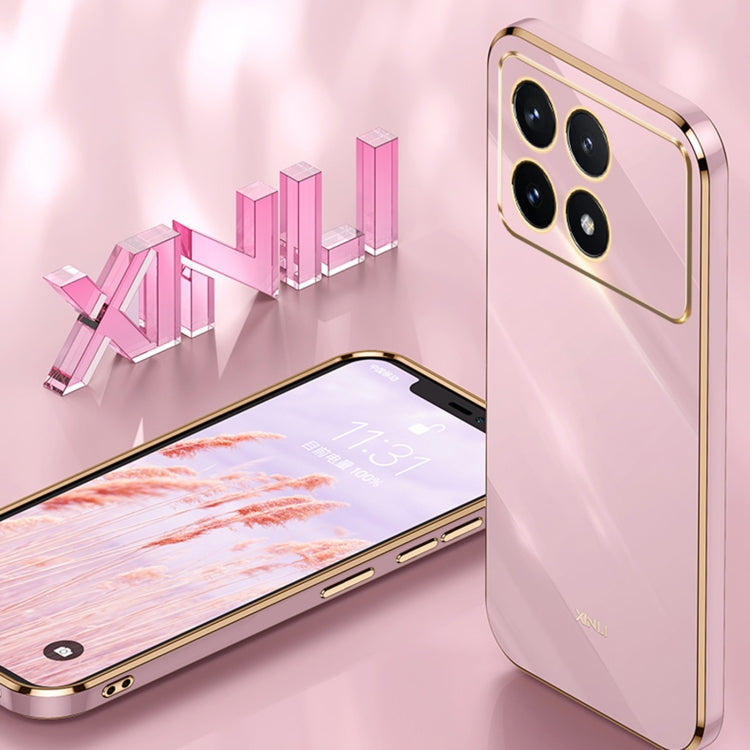 For Xiaomi Redmi K70E XINLI Straight Edge 6D Electroplate TPU Phone Case with Ring Holder(White) - K70E Cases by XINLI | Online Shopping UK | buy2fix