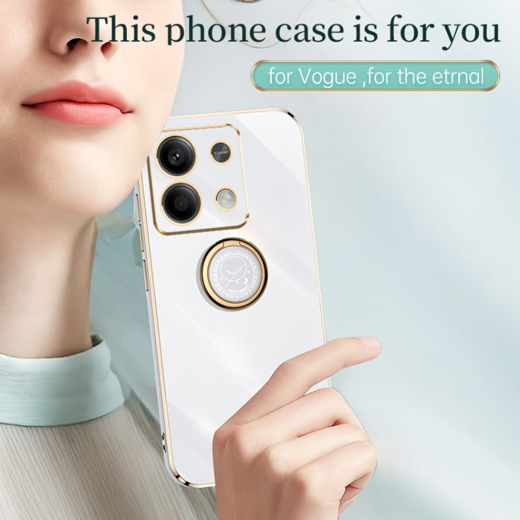 For Xiaomi Redmi Note 13 4G XINLI Straight Edge 6D Electroplate TPU Phone Case with Ring Holder(Mint Green) - Note 13 Cases by XINLI | Online Shopping UK | buy2fix