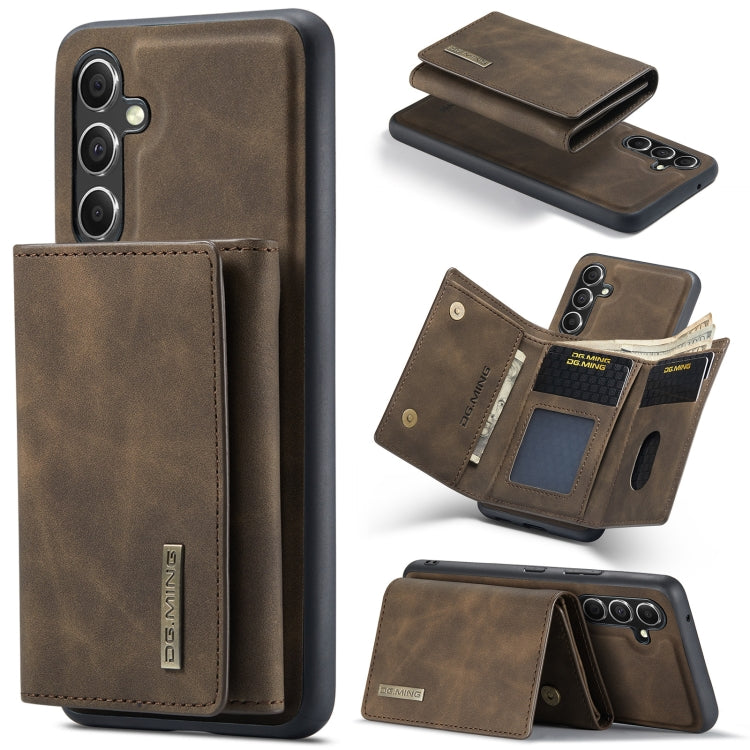 For Samsung Galaxy A35 5G DG.MING M1 Series 3-Fold Multi Card Wallet + Magnetic Phone Case(Coffee) - Galaxy Phone Cases by DG.MING | Online Shopping UK | buy2fix