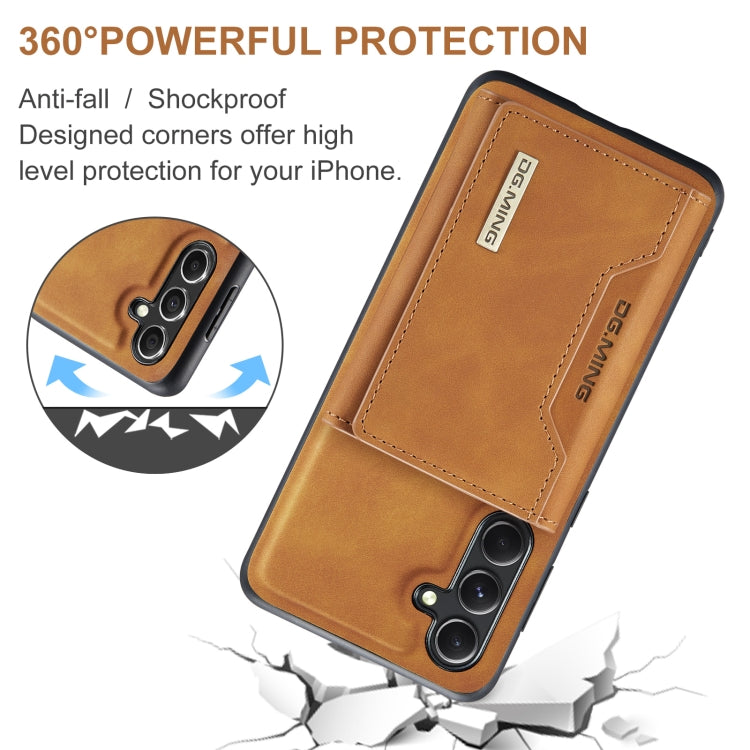 For Samsung Galaxy A55 5G DG.MING M2 Series 3-Fold Multi Card Bag + Magnetic Phone Case(Brown) - Galaxy Phone Cases by DG.MING | Online Shopping UK | buy2fix