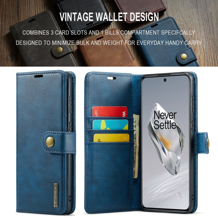 For OnePlus 12 DG.MING Crazy Horse Texture Detachable Magnetic Leather Case(Blue) - OnePlus Cases by DG.MING | Online Shopping UK | buy2fix