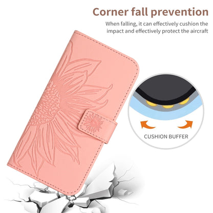 For Xiaomi Redmi Note 13 4G Global Skin Feel Sun Flower Embossed Flip Leather Phone Case with Lanyard(Pink) - Note 13 Cases by buy2fix | Online Shopping UK | buy2fix