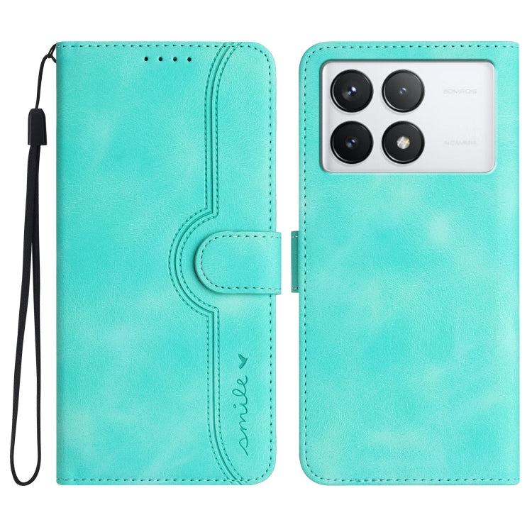 For Xiaomi Redmi K70 Heart Pattern Skin Feel Leather Phone Case(Light Blue) - K70 Cases by buy2fix | Online Shopping UK | buy2fix