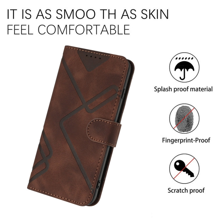 For iPhone 16 Pro Line Pattern Skin Feel Leather Phone Case(Coffee) - iPhone 16 Pro Cases by buy2fix | Online Shopping UK | buy2fix