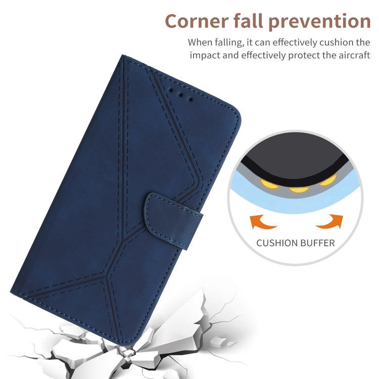 For Motorola Moto G34 5G Stitching Embossed Leather Phone Case(Blue) - Motorola Cases by buy2fix | Online Shopping UK | buy2fix