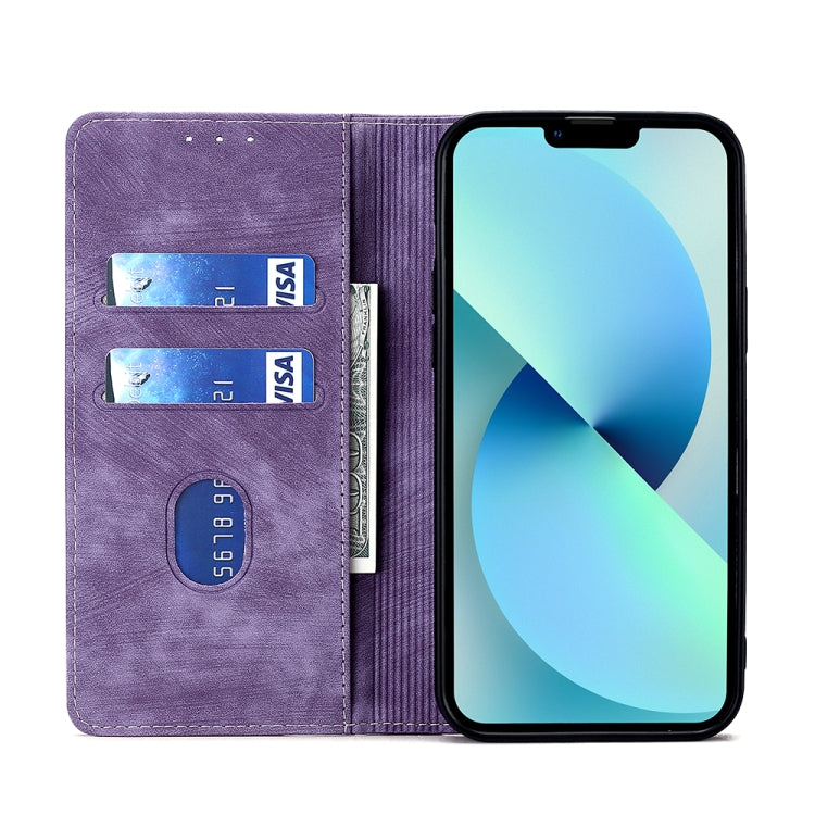 For Xiaomi Redmi Note 12S 4G RFID Anti-theft Brush Magnetic Leather Phone Case(Purple) - Xiaomi Cases by buy2fix | Online Shopping UK | buy2fix