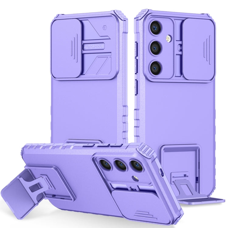 For Samsung Galaxy S24 5G Stereoscopic Holder Sliding Camshield Phone Case(Purple) - Galaxy S24 5G Cases by buy2fix | Online Shopping UK | buy2fix