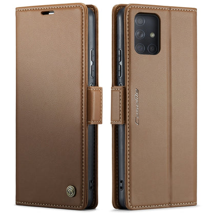 For Samsung Galaxy A71 4G CaseMe 023 Butterfly Buckle Litchi Texture RFID Anti-theft Leather Phone Case(Brown) - Galaxy Phone Cases by CaseMe | Online Shopping UK | buy2fix