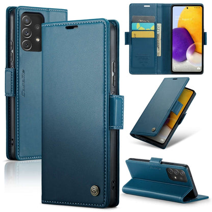 For Samsung Galaxy A72 CaseMe 023 Butterfly Buckle Litchi Texture RFID Anti-theft Leather Phone Case(Blue) - Galaxy Phone Cases by CaseMe | Online Shopping UK | buy2fix