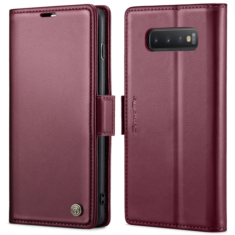 For Samsung Galaxy S10 CaseMe 023 Butterfly Buckle Litchi Texture RFID Anti-theft Leather Phone Case(Wine Red) - Galaxy Phone Cases by CaseMe | Online Shopping UK | buy2fix