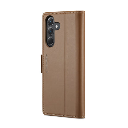 For Samsung Galaxy A35 5G CaseMe 023 Butterfly Buckle Litchi Texture RFID Anti-theft Leather Phone Case(Brown) - Galaxy Phone Cases by CaseMe | Online Shopping UK | buy2fix