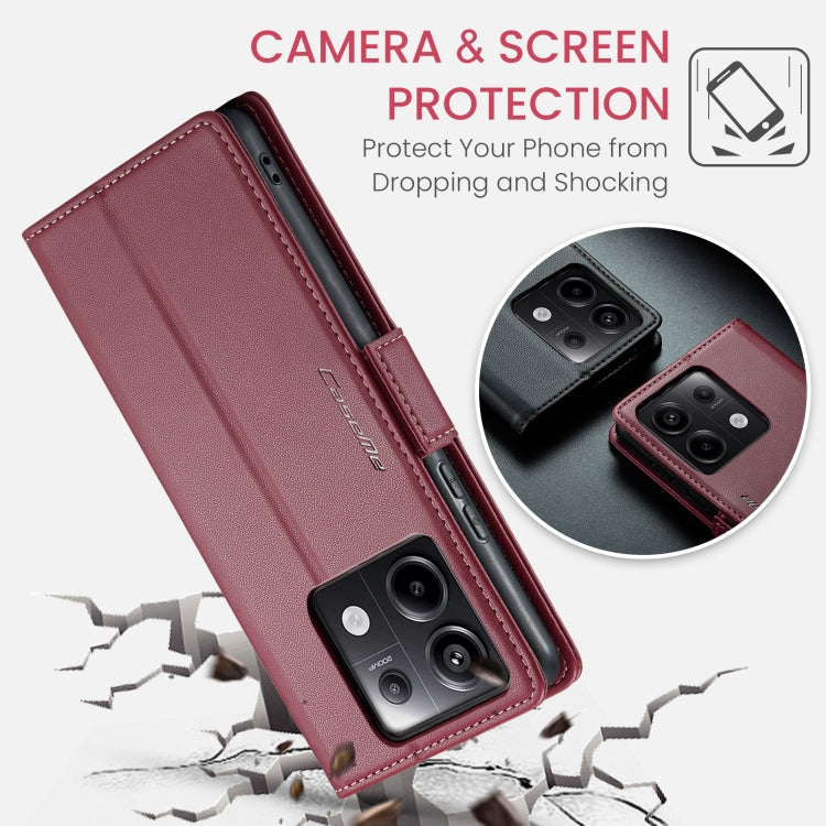 For Xiaomi Poco X6 5G CaseMe 023 Butterfly Buckle Litchi Texture RFID Anti-theft Leather Phone Case(Wine Red) - Xiaomi Cases by CaseMe | Online Shopping UK | buy2fix