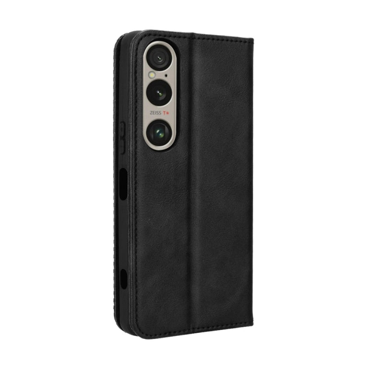 For Sony Xperia 1 VI 2024 Magnetic Buckle Retro Texture Leather Phone Case(Black) - Sony Cases by buy2fix | Online Shopping UK | buy2fix
