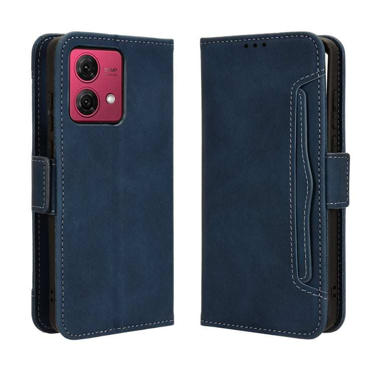 For Motorola Moto G84 5G Skin Feel Calf Texture Card Slots Leather Phone Case(Blue) - Motorola Cases by buy2fix | Online Shopping UK | buy2fix