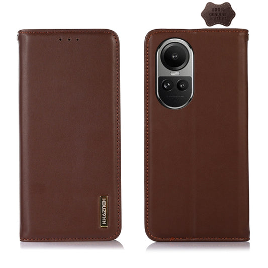 OPPO Reno10 5G / 10 Pro 5G Global KHAZNEH Nappa Top Layer Cowhide Leather Phone Case(Brown) - OPPO Cases by buy2fix | Online Shopping UK | buy2fix