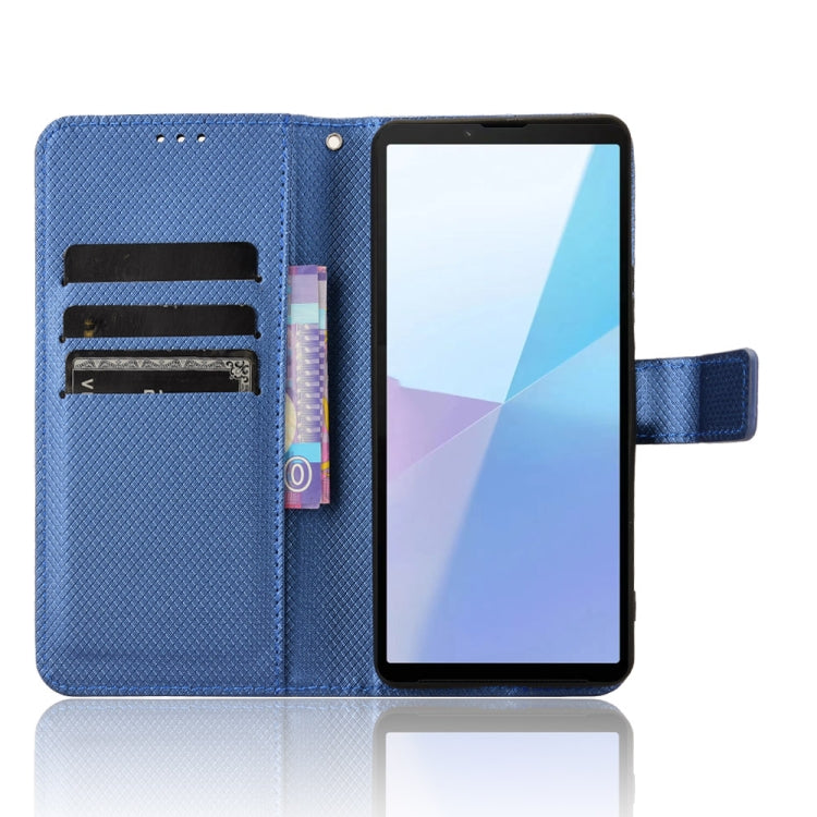 For Sony Xperia 10 VI 2024 Diamond Texture Leather Phone Case(Blue) - Sony Cases by buy2fix | Online Shopping UK | buy2fix