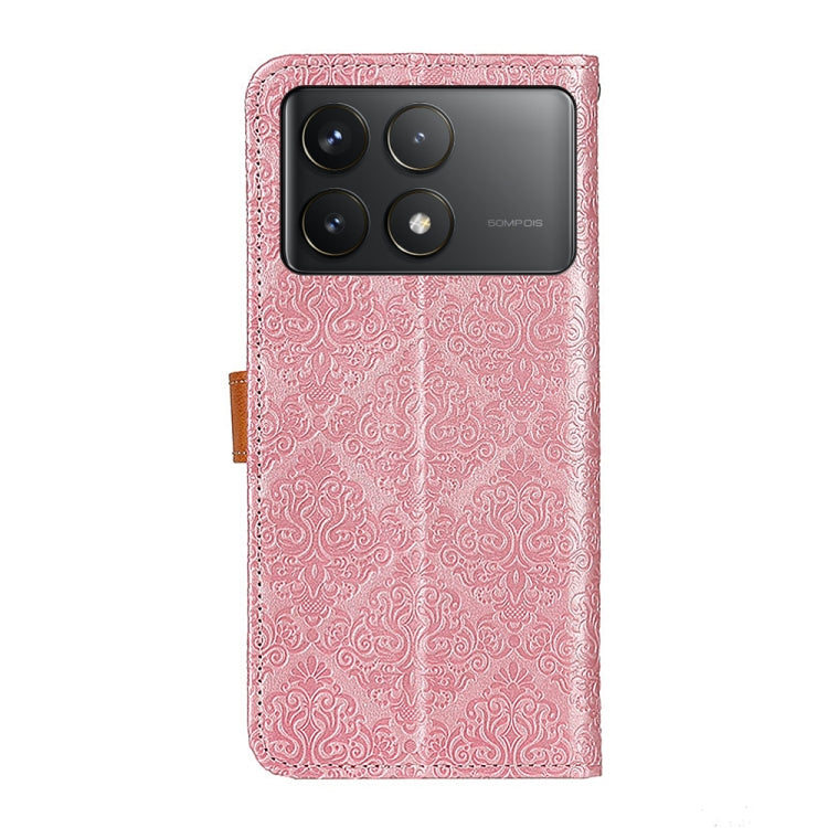 For Xiaomi Redmi K70 5G / K70 Pro 5G European Floral Embossed Leather Phone Case(Pink) - K70 Cases by buy2fix | Online Shopping UK | buy2fix