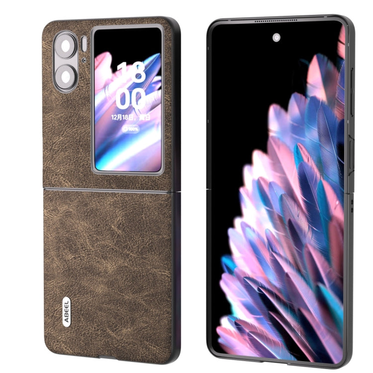 For OPPO Find N2 Flip ABEEL Dream Litchi Texture PU Phone Case(Khaki) - Find N2 Flip Cases by buy2fix | Online Shopping UK | buy2fix