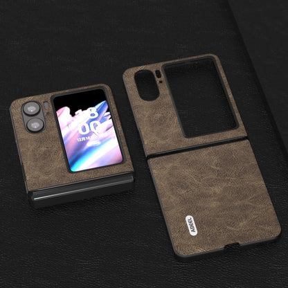 For OPPO Find N2 Flip ABEEL Dream Litchi Texture PU Phone Case(Khaki) - Find N2 Flip Cases by buy2fix | Online Shopping UK | buy2fix