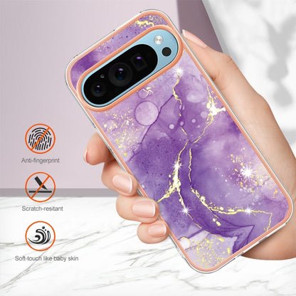 For Google Pixel 9 / 9 Pro Electroplating Marble Dual-side IMD Phone Case(Purple 002) - Google Cases by buy2fix | Online Shopping UK | buy2fix