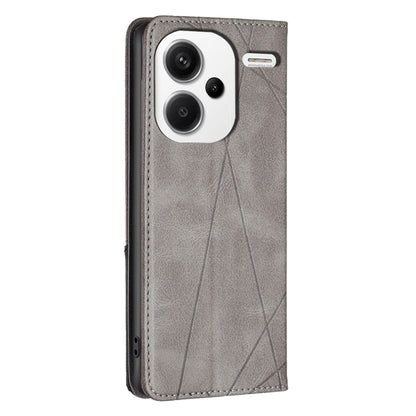 For Xiaomi Redmi Note 13 Pro+ 5G Rhombus Texture Magnetic Leather Phone Case(Grey) - Xiaomi Cases by buy2fix | Online Shopping UK | buy2fix