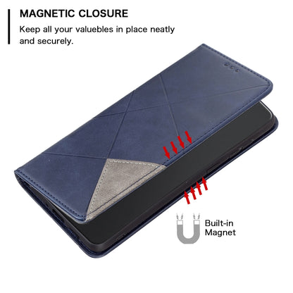 For Xiaomi Redmi Note 13 Pro+ 5G Rhombus Texture Magnetic Leather Phone Case(Blue) - Xiaomi Cases by buy2fix | Online Shopping UK | buy2fix