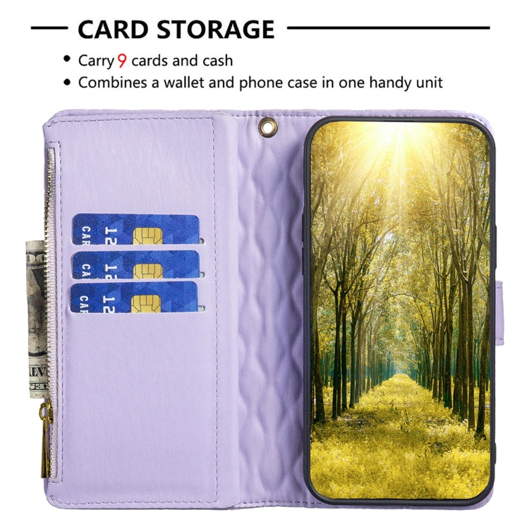 For Xiaomi Redmi K70 / K70 Pro Diamond Lattice Zipper Wallet Leather Flip Phone Case(Purple) - K70 Pro Cases by buy2fix | Online Shopping UK | buy2fix