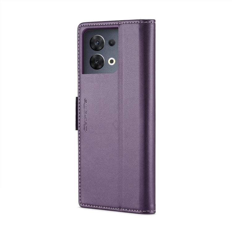 For OPPO Reno8 5G Global CaseMe 023 Butterfly Buckle Litchi Texture RFID Anti-theft Leather Phone Case(Pearly Purple) - OPPO Cases by CaseMe | Online Shopping UK | buy2fix