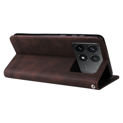 For Xiaomi Redmi K70E Skin Feel Life Tree Metal Button Leather Phone Case(Brown) - K70E Cases by buy2fix | Online Shopping UK | buy2fix