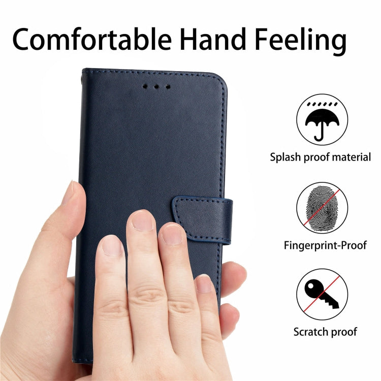 For iPhone SE 2024 Genuine Leather Fingerprint-proof Flip Phone Case(Blue) - More iPhone Cases by buy2fix | Online Shopping UK | buy2fix