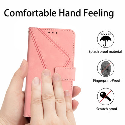 For iPhone 16 Pro Stitching Embossed Leather Phone Case(Pink) - iPhone 16 Pro Cases by buy2fix | Online Shopping UK | buy2fix